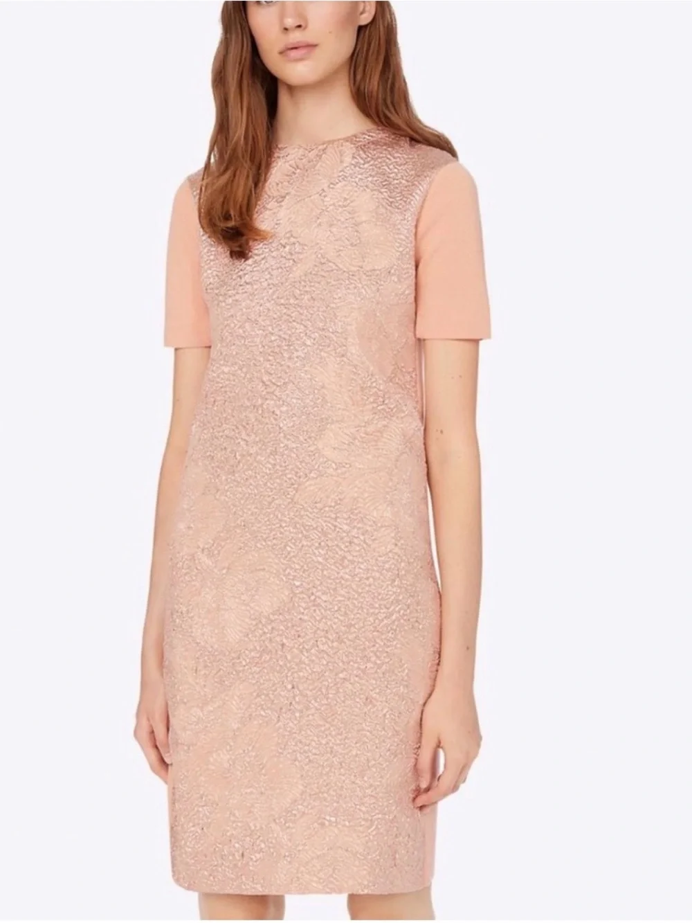 Tory Burch NWT Powder Blush Floral Jacquard Midi Dress